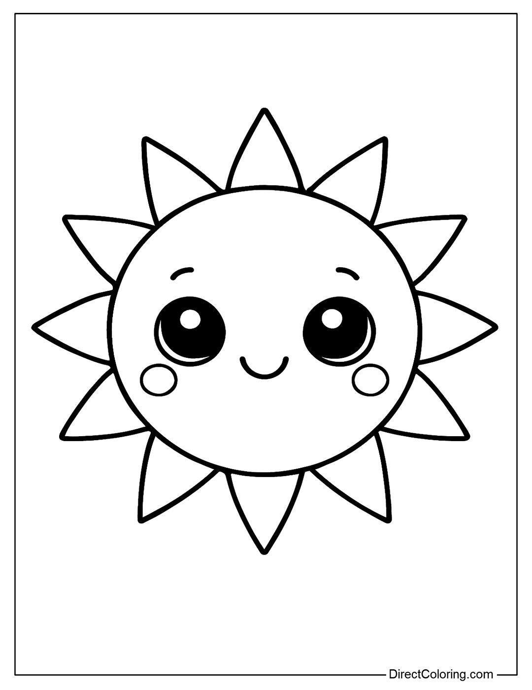 super cute baby Sun coloring page with chubby cheeks and big eyes